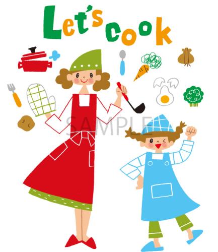 料理をする母子