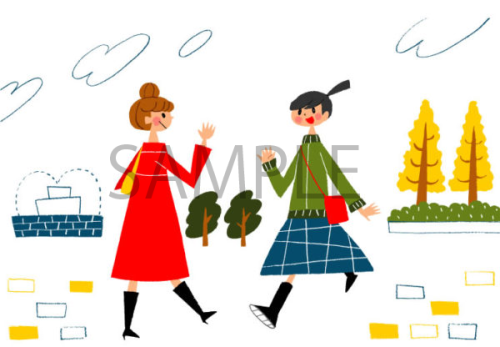 女性　友達　公園